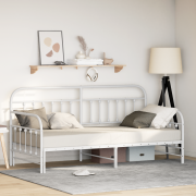 vidaXL Dagbäddram med utdragbar säng Vit 90x190 cm Stål