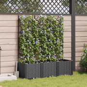vidaXL Trädgårdsplanterare med Trellis 3 st Svart 120x40x143 cm
