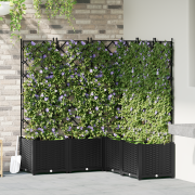 vidaXL Trädgårdsplanterare med trellis 5 st Svart 120x120x143 cm