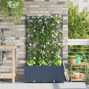 vidaXL Trädgårdsplanterare med trellis 2 pcs Grå 80 x 40 x 143 cm PP