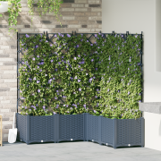 vidaXL Trädgårdsplanterare med trellis 5 pcs Grå 120 x 120 x 143 cm PP