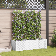 vidaXL Trädgårdsplanterare med Trellis 3 st Vit 120x40x143 cm