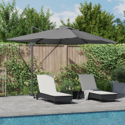 vidaXL Fristående Roma parasoll med LED-lampor Antracit 352x251x265 cm...