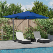 vidaXL Cantilever Roma Parasol med LED-lampor Azure Blue 352x251x265 c...