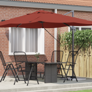 vidaXL Cantilever Parasoll Terrakotta Polyester, Stål Stor