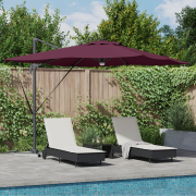 vidaXL Fristående Roma Parasol med LED Bordeaux Röd 286x285x270 cm Alu...