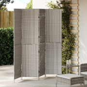 vidaXL Rumsavdelare 4 Paneler Hopfällbar Grå 195x180 cm Poly Rattan