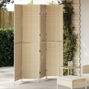 vidaXL Rumsavdelare 4 Paneler Fällbar Beige 196x200 cm Poly Rattan