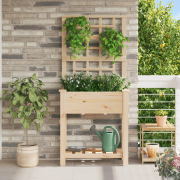 vidaXL Trädgårdsplanterare med spaljé och hylla 71x37x152 cm Massivt F...