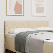 vidaXL Sänggavel med Diamantblock Design, Grädde, 144 cm, Tyg