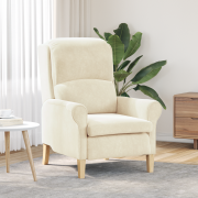 vidaXL Krämfärgad fåtölj Kräm Tyg och trä Medium Stilren ergonomisk st...
