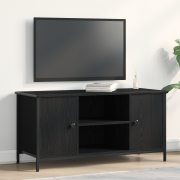 vidaXL TV-bänk svart ek 100x40x50 cm konstruerat trä och stål