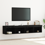 vidaXL TV-väggskåp med LED-lampor 2 st svart ek 80x30x30 cm