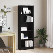 vidaXL Svart Ek Bokhylla - 60 x 24 x 176 cm, Tillverkad av Laminat Trä