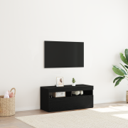 vidaXL TV-skåp med LED -remsljus Svart 90 x 35 x 40 cm Konstruerat trä