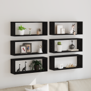 vidaXL Vägghyllor 6 st svart ek 60x15x23 cm konstruerat trä