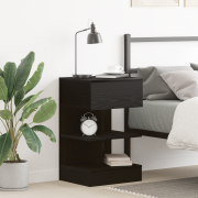 vidaXL Sängbord svart ek 40x35x65 cm konstruerat trä