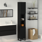 vidaXL Badrumsskåp svart ek 30x30x190 cm konstruerat trä