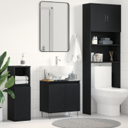 vidaXL Handfatsskåp för badrum svart ek 58x33x60 cm konstruerat trä