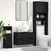 vidaXL Handfatsskåp för badrum svart ek 80x33x60 cm konstruerat trä