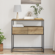 vidaXL Konsolbord med låda med hylla artisan ek 75 x 40 x 75 cm