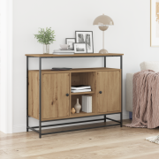vidaXL Sidbord artisan ek 100x35x80 cm konstruerat trä och stål