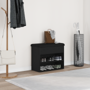 vidaXL Förvaringsbänk Svart Ek 60x30x48 cm Konstruerat Trä