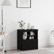 vidaXL Sideboard med LED-lampor svart ek 60x37x67 cm