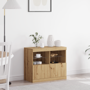 vidaXL Sideboard med LED-lampor artisan Ek 81x37x67 cm