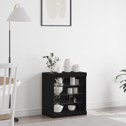 vidaXL Sideboard med LED-lampor svart ek 60,5x37x67 cm
