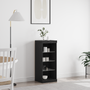 vidaXL Skåp med LED-lampor Svart Ek 41x37x100 cm