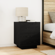vidaXL Sängbord med LED-lampor svart ek 45x40x55 cm