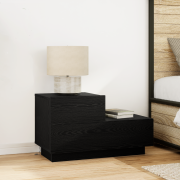 vidaXL Sängbord med LED-lampor svart ek 100x36x49 cm