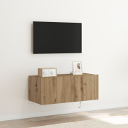 vidaXL TV-väggskåp med LED-lampor artisan ek 80x35x31 cm