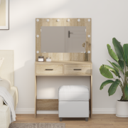 vidaXL Sminkbord med låda Sonoma ek 78.5 x 41 x 135 cm Konstruerat trä