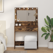 vidaXL Sminkbord Rökfärgad ek 79 x 41 x 135 cm Konstruerat trä