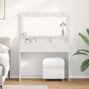 vidaXL Sminkbord med LED-lampor vit 100x41x135 cm