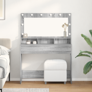 vidaXL Sminkbord med LED-lampor grå sonoma 100x41x135 cm