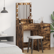 vidaXL Sminkbord med LED-lampor rökt ek 50x41x135 cm