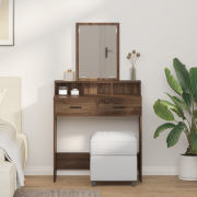 vidaXL Sminkbord med lådor brun ek 79x41x140 cm