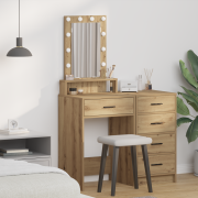 vidaXL Sminkbord med LED-lampor artisan ek 50x41x140 cm
