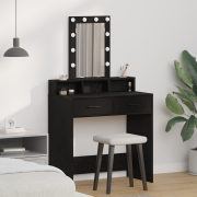 vidaXL Smyckebord med låda Svart 79 x 41 x 140 cm Konstruerat trä