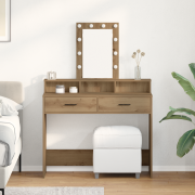 vidaXL Sminkbord med LED-lampor artisan ek 100x41x140 cm