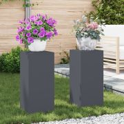vidaXL Planteringslåda för utomhusbruk 2 st antracit 24x24x55 cm stål