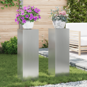 vidaXL Planteringslåda för utomhusbruk 2 st 24x24x75 cm galvanis.stål