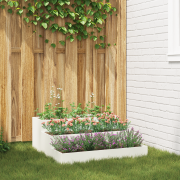 vidaXL Planteringslåda för utomhus 3-skikt 90x90x35 cm vit stål