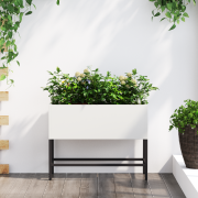 vidaXL Upphöjd planteringslåda för utomhus 60x26x45 cm vit stål
