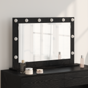 vidaXL Spegel med LED-ljus Svart Ek 80x55x18 cm