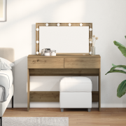 vidaXL Sminkbord med LED Artisan Ek 100x40x120 cm