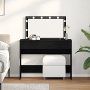 vidaXL Sminkbord med LED Svart Ek 100x40x120 cm